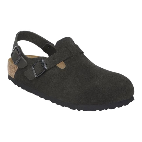 Birkenstock Womens Tokio Suede Black Leather Adjustable Mary Jane Clogs Size 8 - Picture 1 of 7